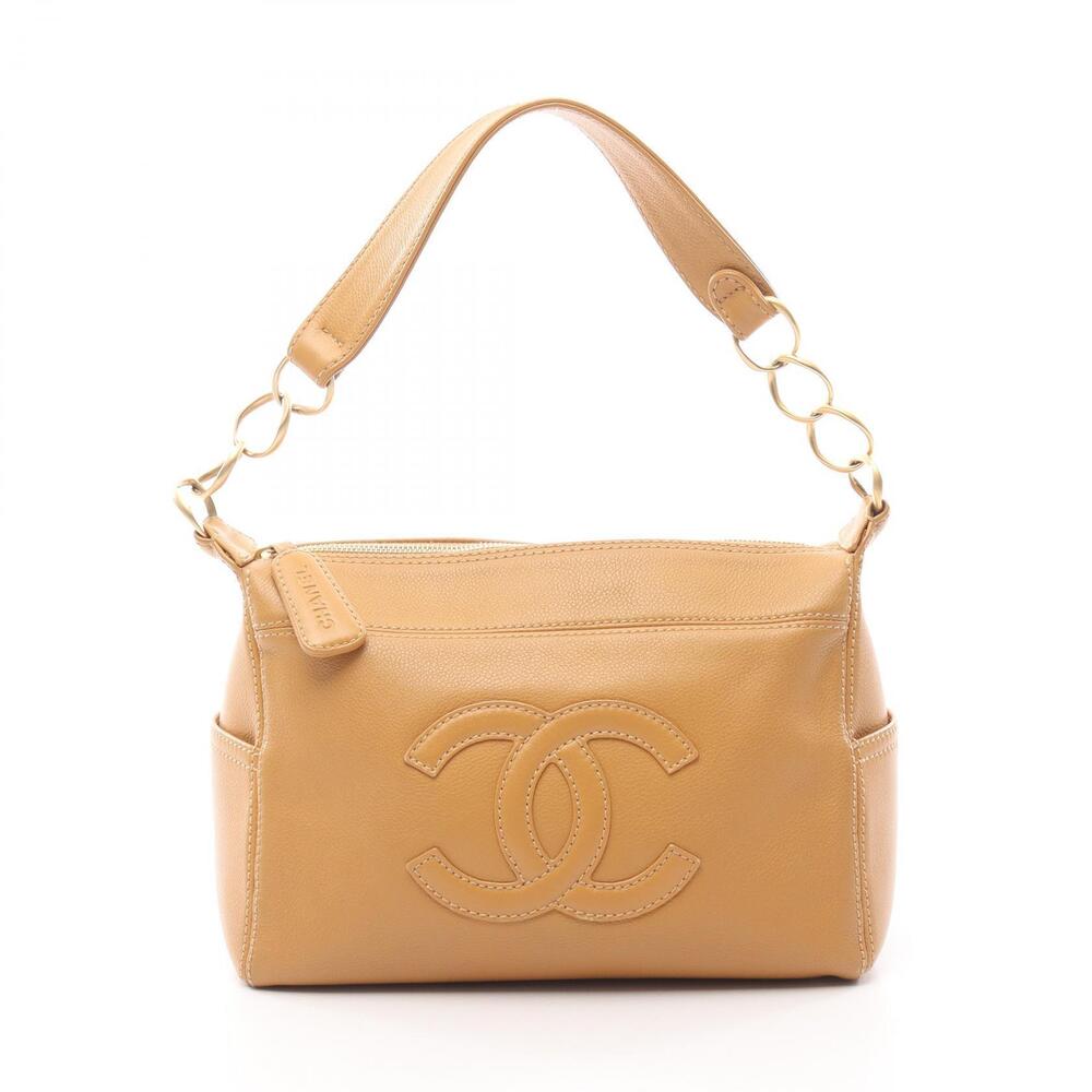 Chanel Coco Mark Shoulder Bag Leather Beige
